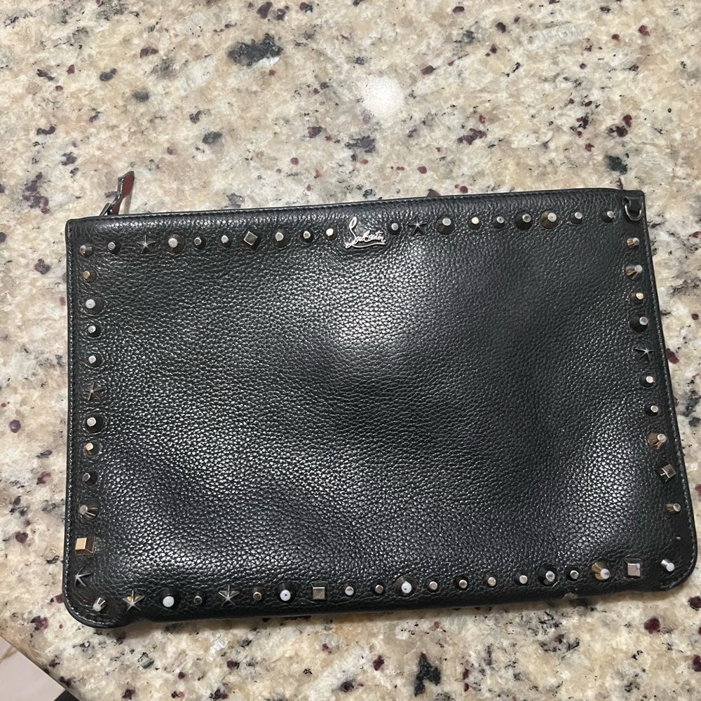 Christian Louboutin Black Studded Clutch